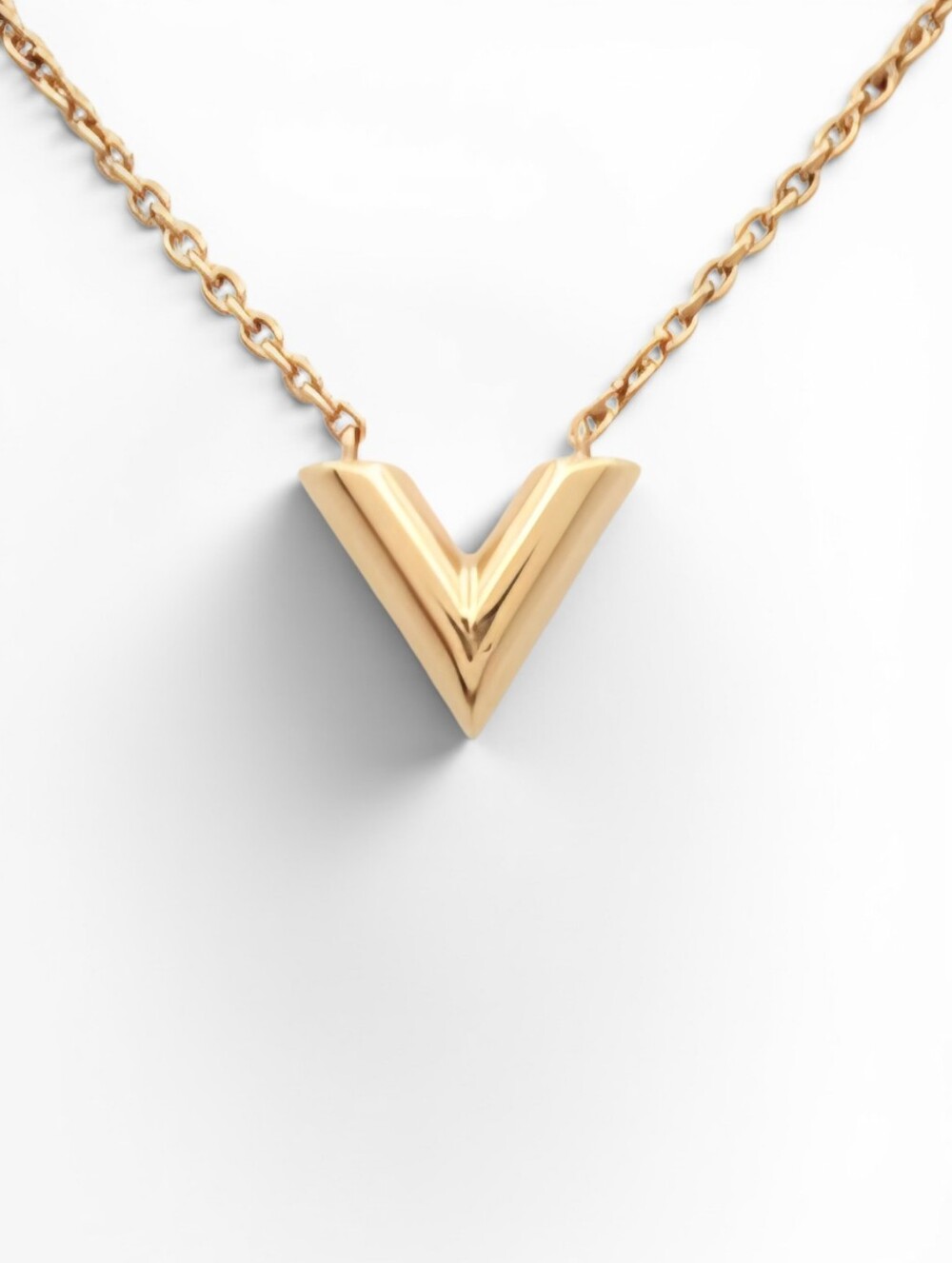 Louis Vuitton V Pendant Necklace - Women Jewelry Gold Tone